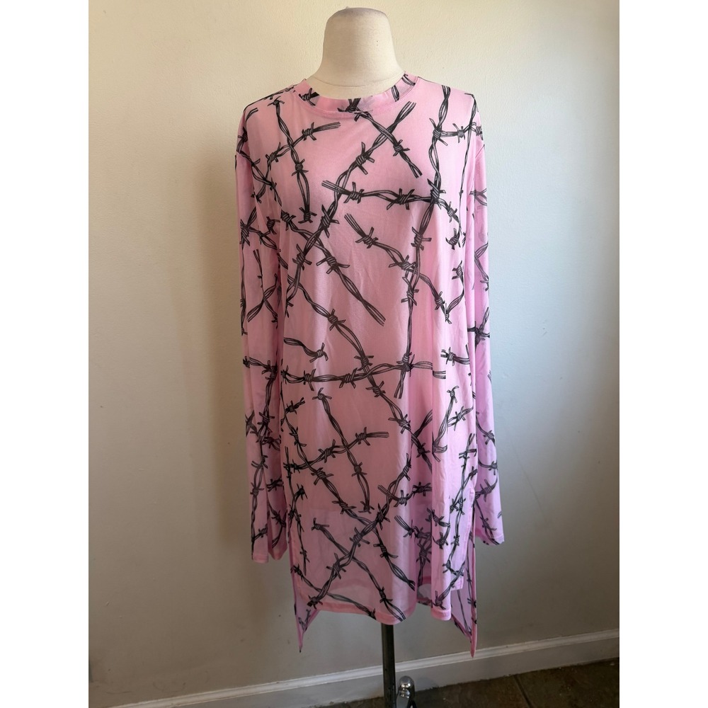 Killstar x Avril lavigne‎ malic top mesh tunic barbed wire pastel pink
